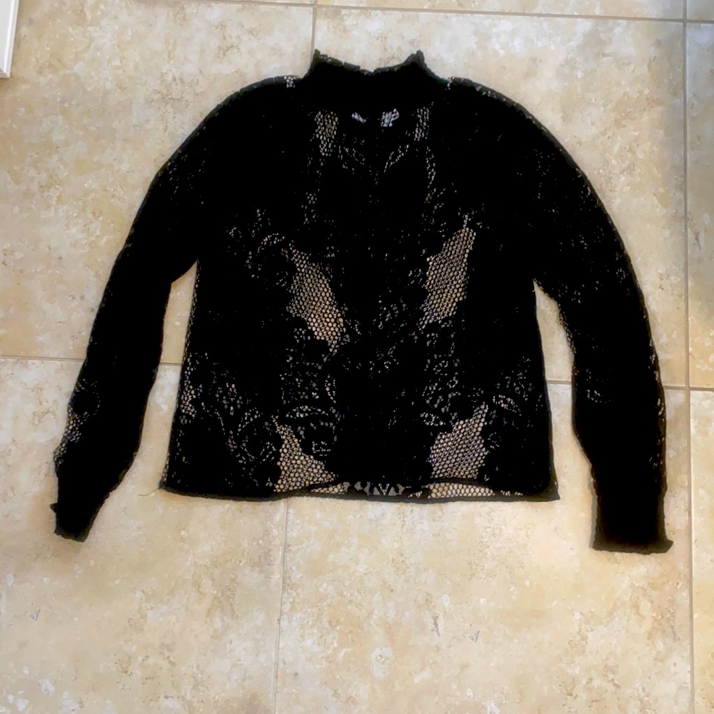 Black Turtleneck Lace Top